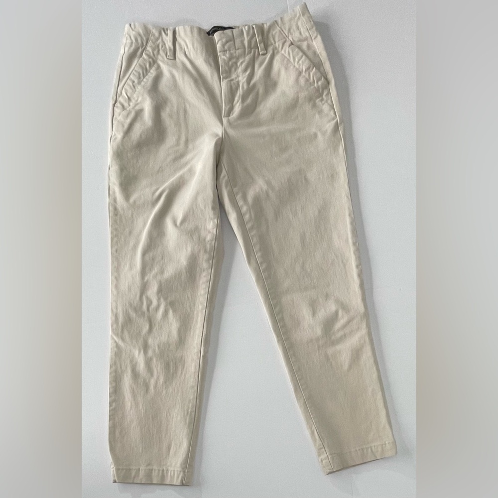 BANANA REPUBLIC Cream Slim Fit Cropped Chinos Petite 0 Stretch